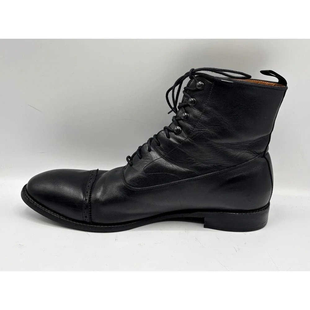 Beckett Simonon Men's Black Leather Cap Toe Lace-Up Dress Boots Size 11.5